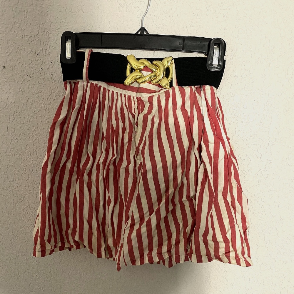 Striped Skirt with Belt